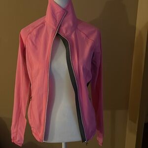 LOVE pink and gray jacket. 91% polyester and 9% spandex. Size XS